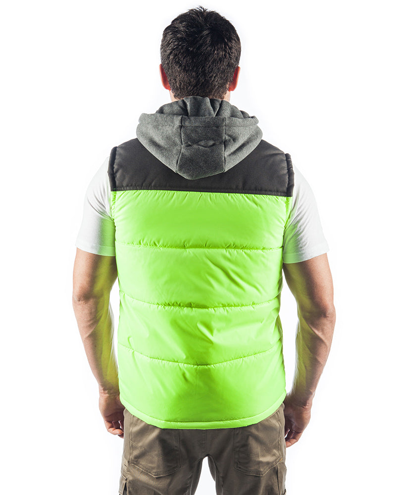 Hi Vis Hooded Work Vest - Yellow