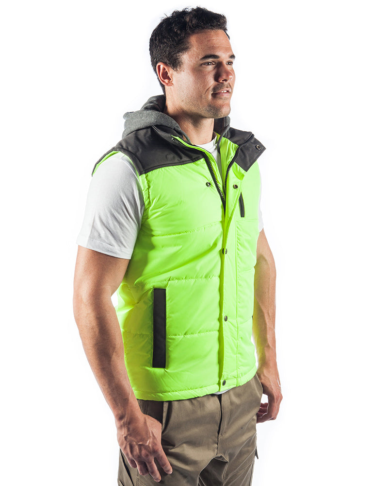 Hi Vis Hooded Work Vest - Yellow