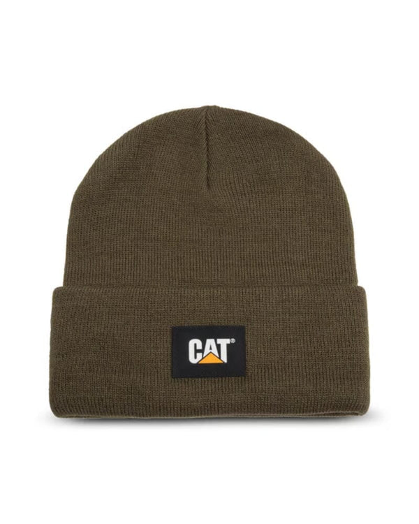 Cat Label Cuff Beanie - Army Moss