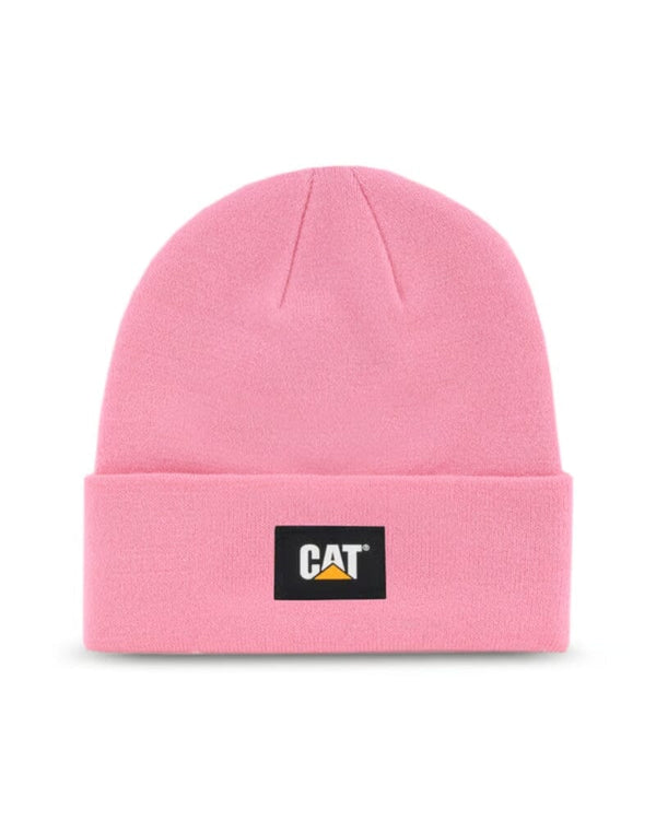Cat Label Cuff Beanie - Pink