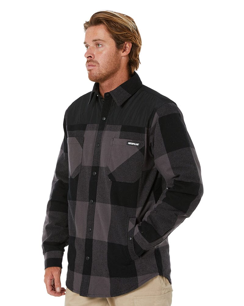 Buffalo Check Insulated Shirt Jacket - Pitch Black