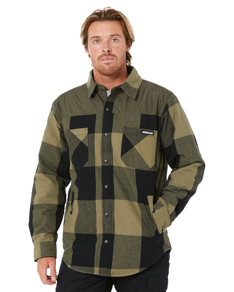 Caterpillar Buffalo Check Insulated Shirt Jacket Black Marshland