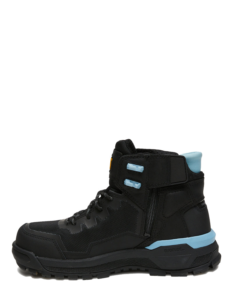 Womens Propulsion Zip Side Safety Boot - Black/Sky Blue