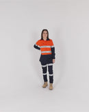 Ladies Hi Vis Lightweight LS Shirt - Orange/Navy