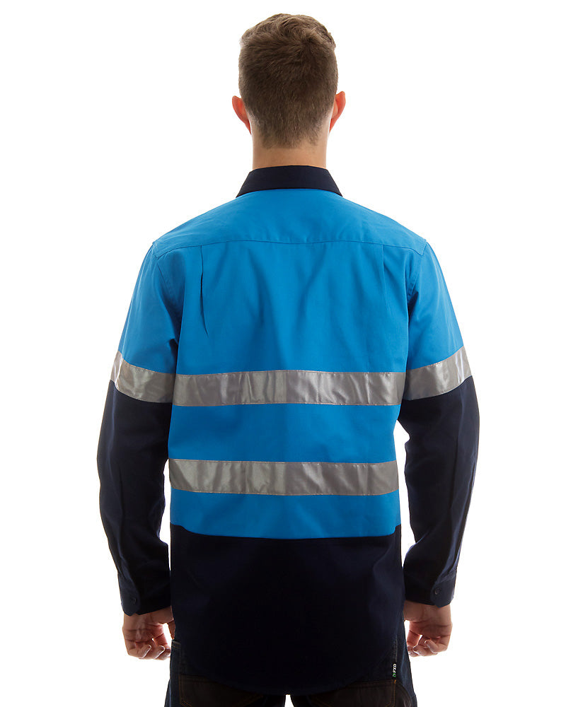 Open Front LS shirt with 3M Tape - Blue/Navy