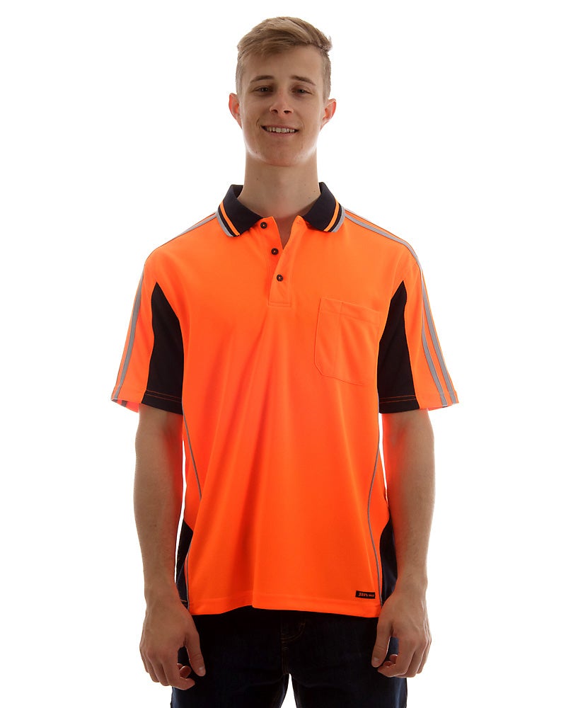 Hi Vis Short SleeveArm Tape Shirt - Orange/Navy
