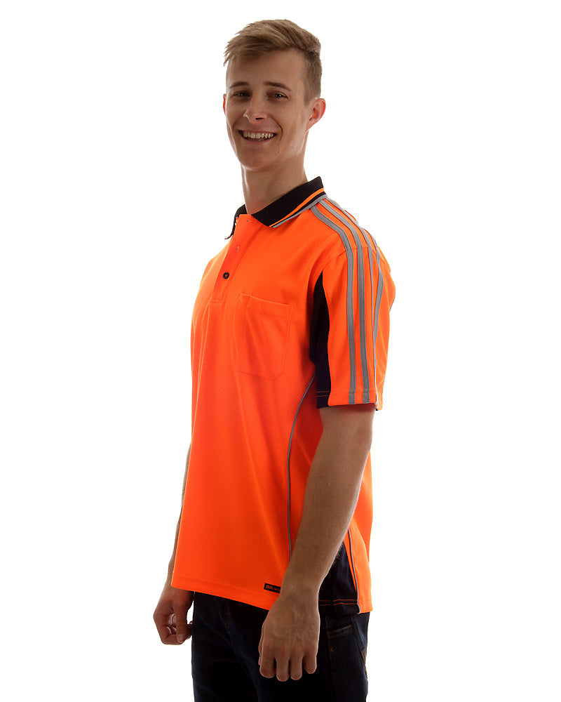 Hi Vis Short SleeveArm Tape Shirt - Orange/Navy