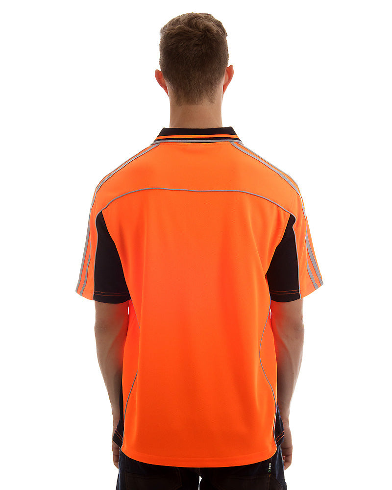 Hi Vis Short SleeveArm Tape Shirt - Orange/Navy