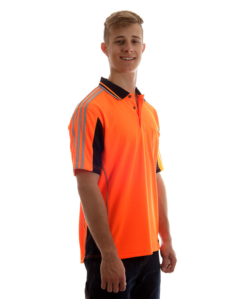 Hi Vis Short SleeveArm Tape Shirt - Orange/Navy