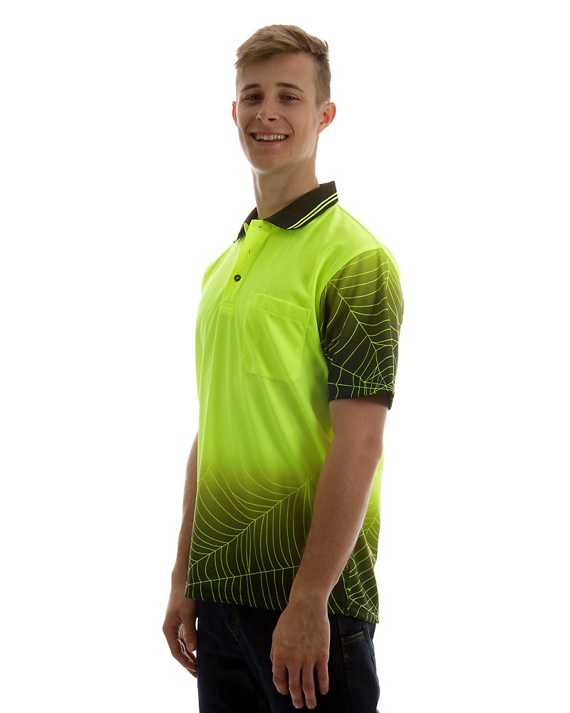 Hi Vis Spider Web Short Sleeve Shirt - Lime/Black