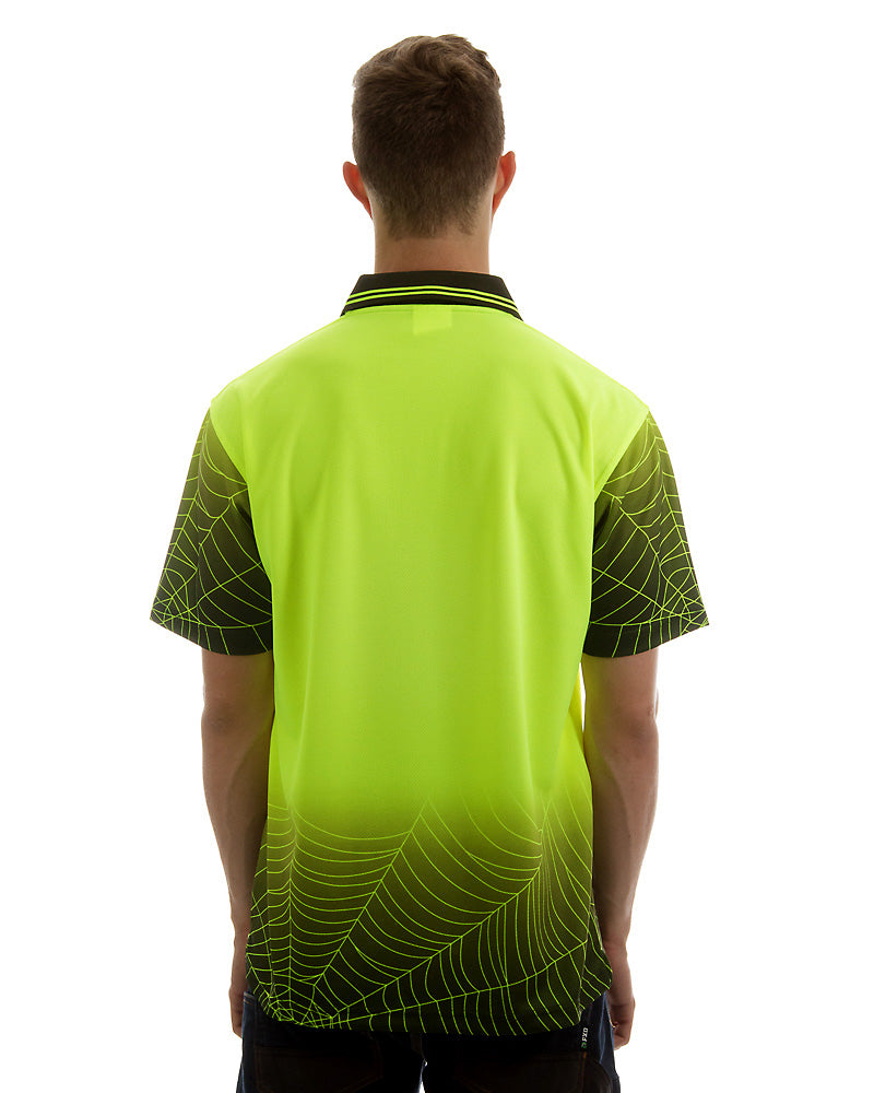 Hi Vis Spider Web Short Sleeve Shirt - Lime/Black