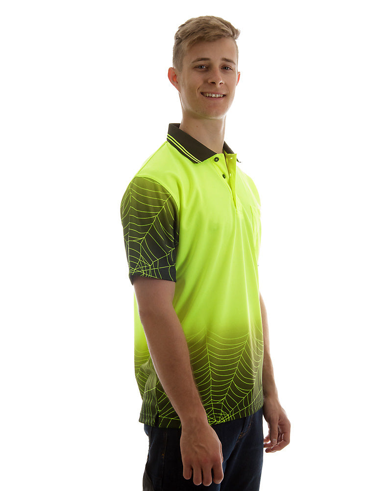 Hi Vis Spider Web Short Sleeve Shirt - Lime/Black