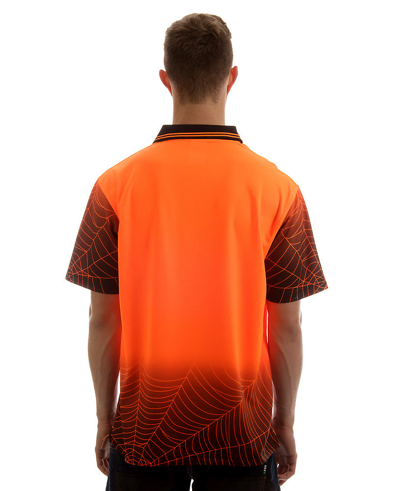 Hi Vis Spider Web Short Sleeve Shirt - Orange/Black