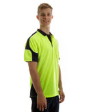 Hi Vis Short Sleeve Arm Panel Polo Shirt - Lime/Navy