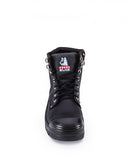 Argyle Lace Up Boot with Zip and Bump Cap - Black