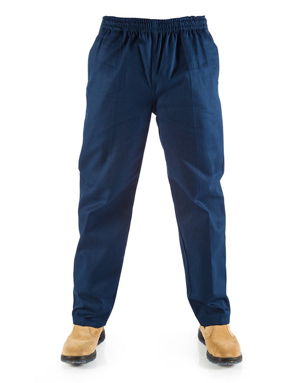 Drill Elastic Waist Pants - Navy