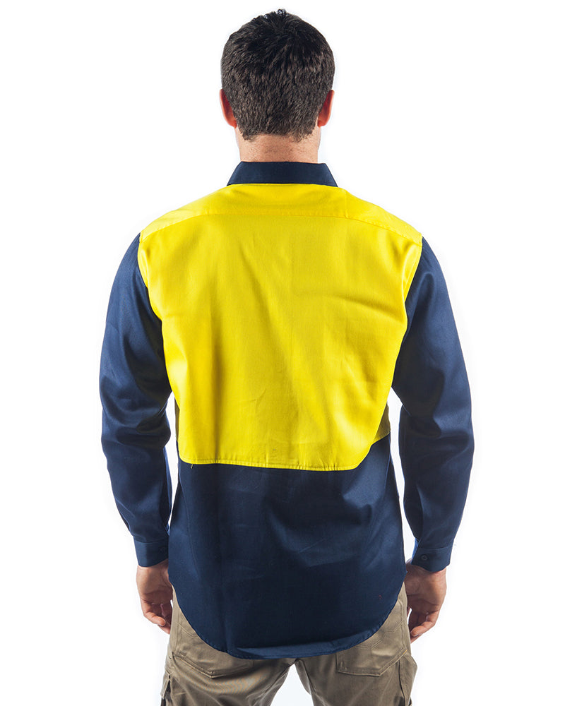 Patron Saint  Flame Retardant Two Tone Drill Shirt - L/S - Yellow/Navy