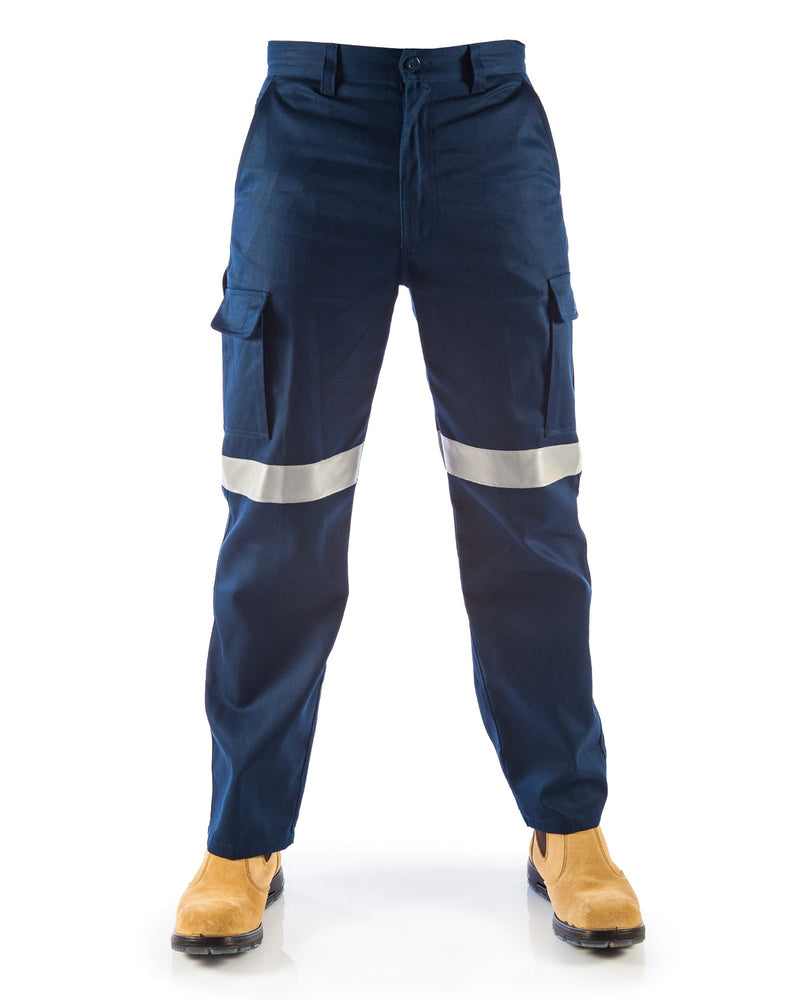 Cotton Drill Cargo Pants With 3M R/Tape - Navy