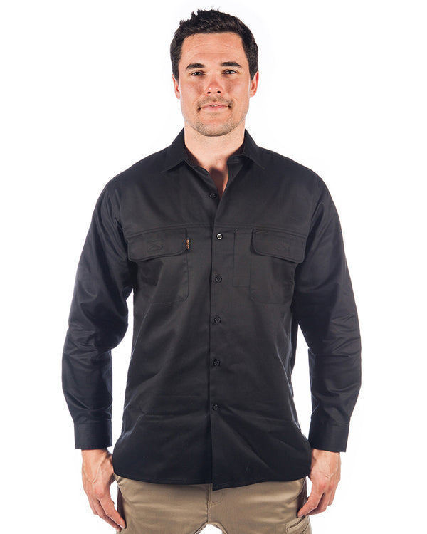 Three Way Cool Breeze Work Shirt Long Sleeve - Black