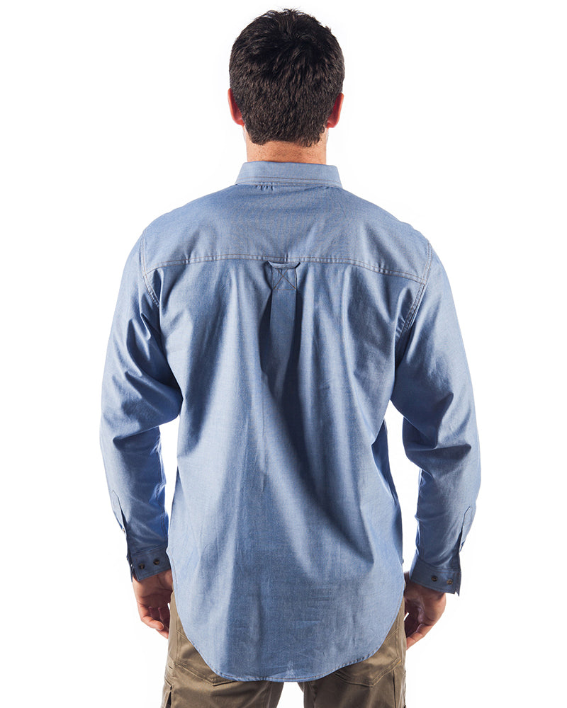 Cotton Chambray Shirt with Twin Pocket Long Sleeve - Chambray
