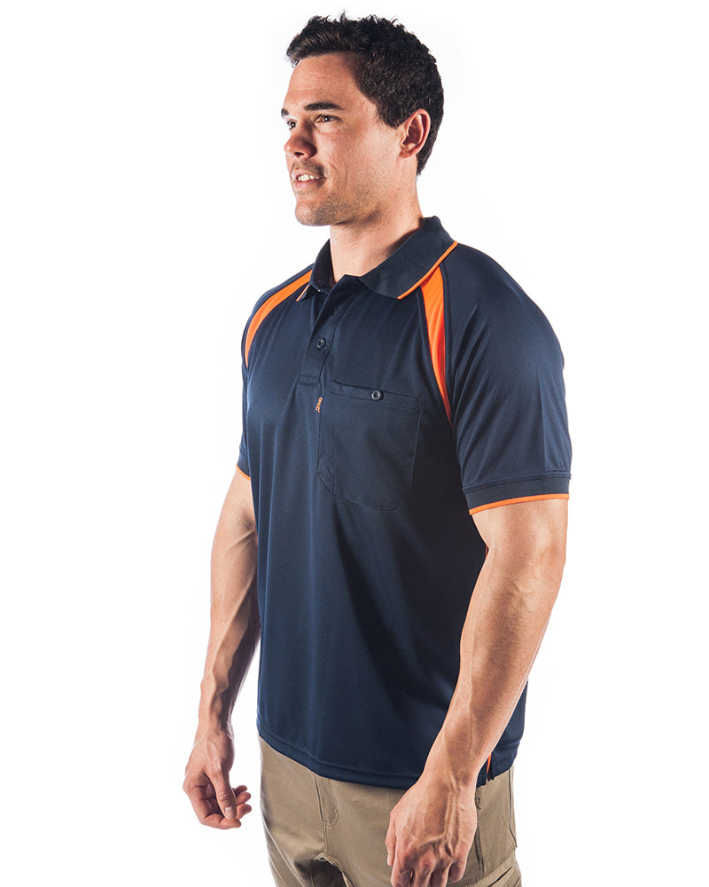 Cool Breathe Contrast Polo Short Sleeve - Navy/Orange