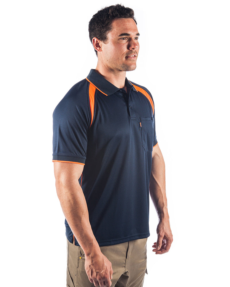 Cool Breathe Contrast Polo Short Sleeve - Navy/Orange