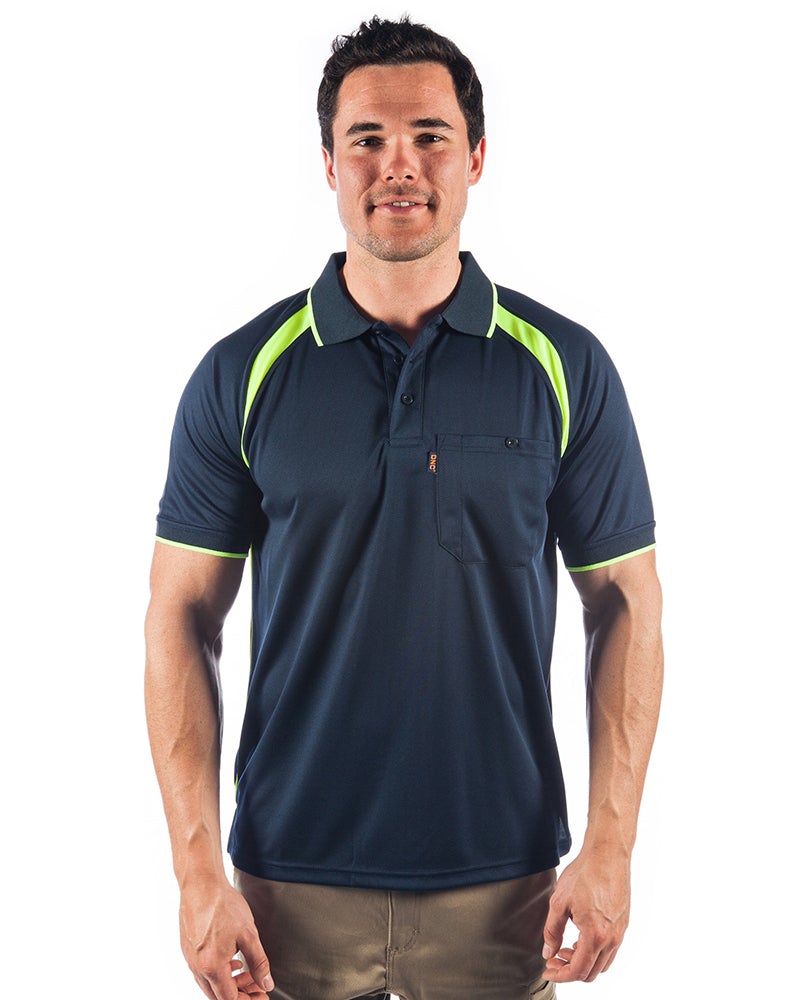 Cool Breathe Contrast Polo Short Sleeve - Navy/Yellow