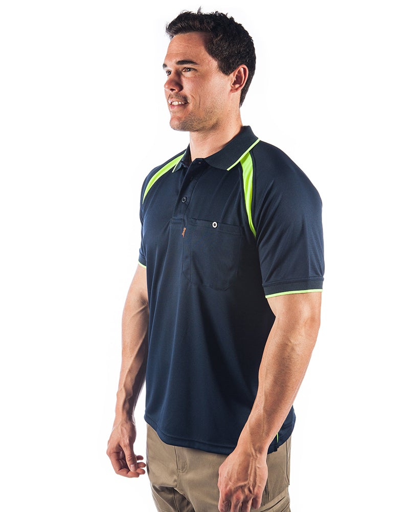 Cool Breathe Contrast Polo Short Sleeve - Navy/Yellow