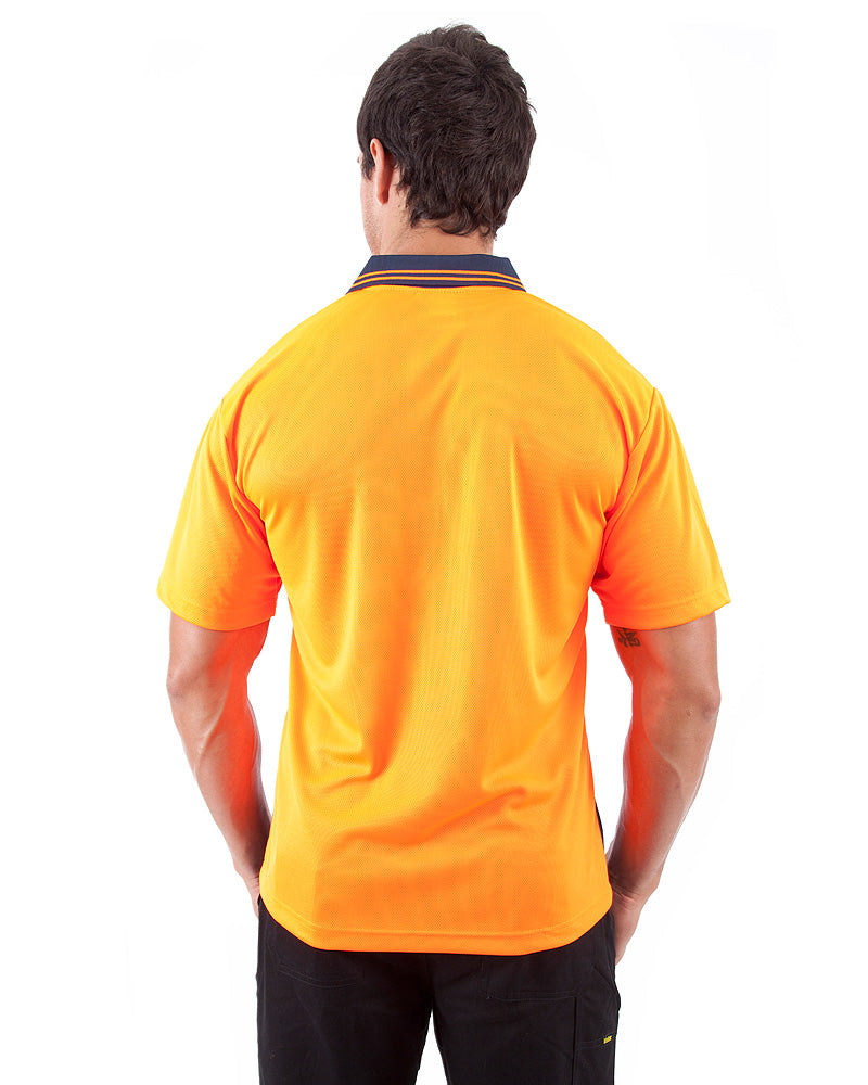 Hi Vis Cool Breathe Polo Shirt SS - Orange/Navy