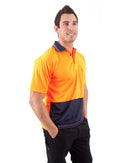 Hi Vis Cool Breathe Polo Shirt SS - Orange/Navy