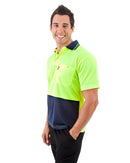 Hi Vis Cool Breathe Polo Shirt SS - Yellow/Navy