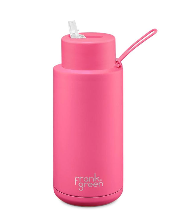 34oz Reusable Bottle Straw Lid - Neon Pink