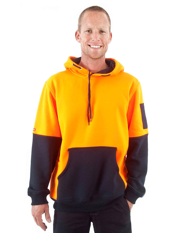 Brushed Fleece Hoodie - Orange/Navy