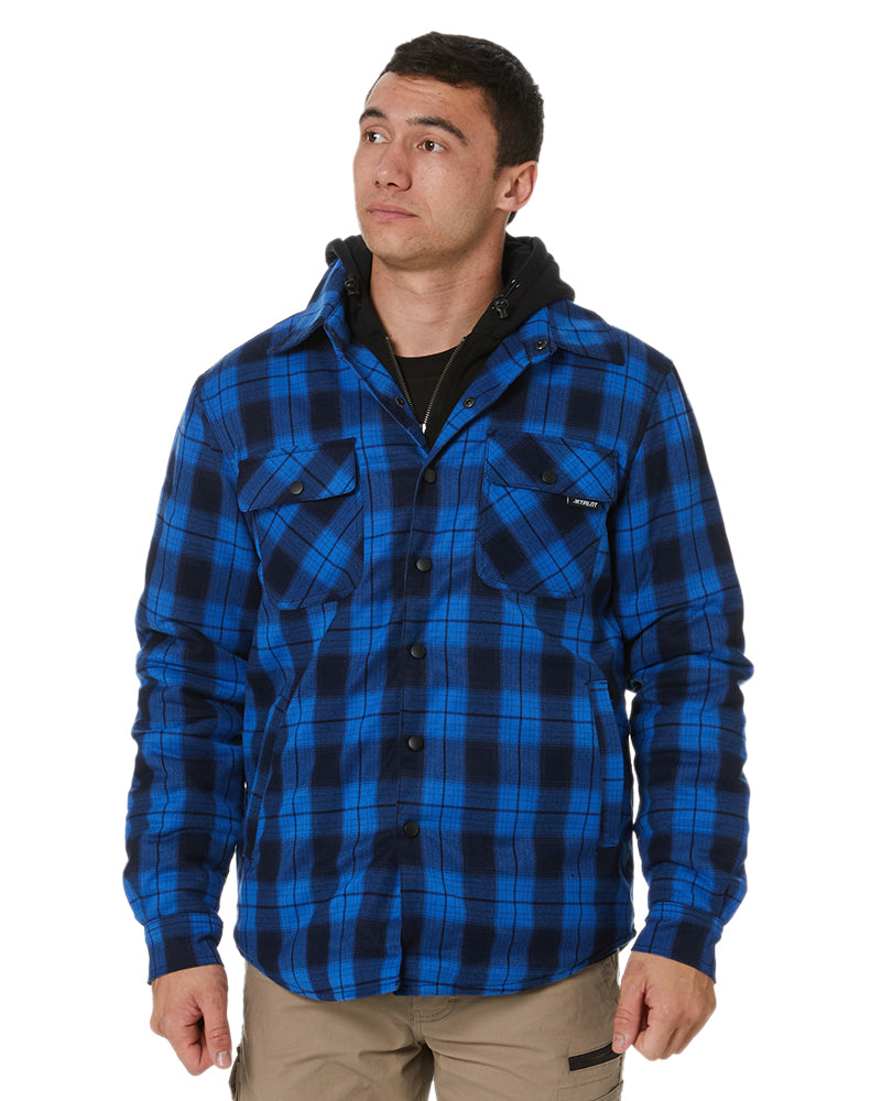 Wrangler Men's Long Sleeve Quilted Lined Flannel Shirt Jacket w/ Hood Gray  Large - Đức An Phát