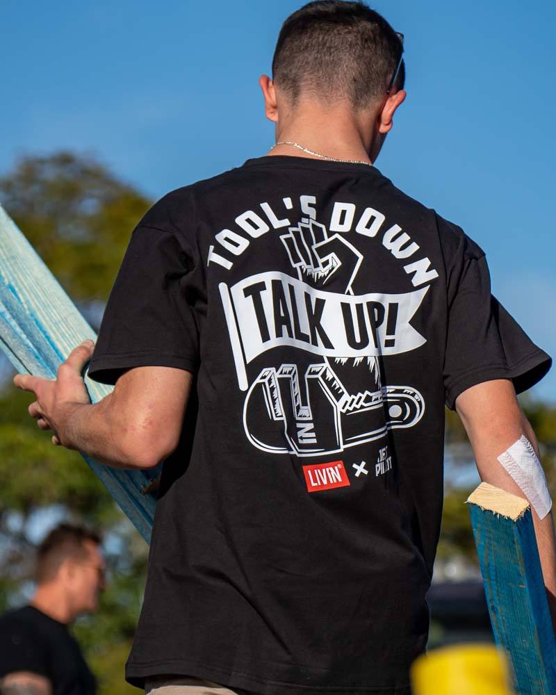 Tools Down Talk Up Tee - Black