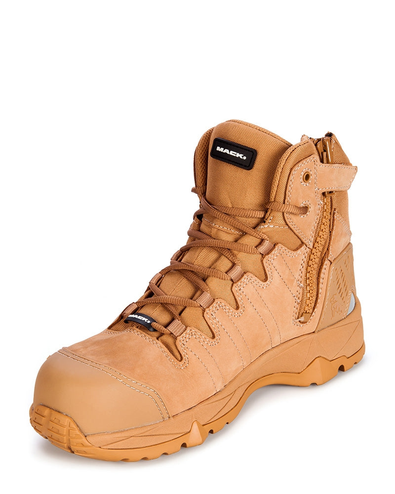 Octane Lace Up Safety Boot with Zip - Honey