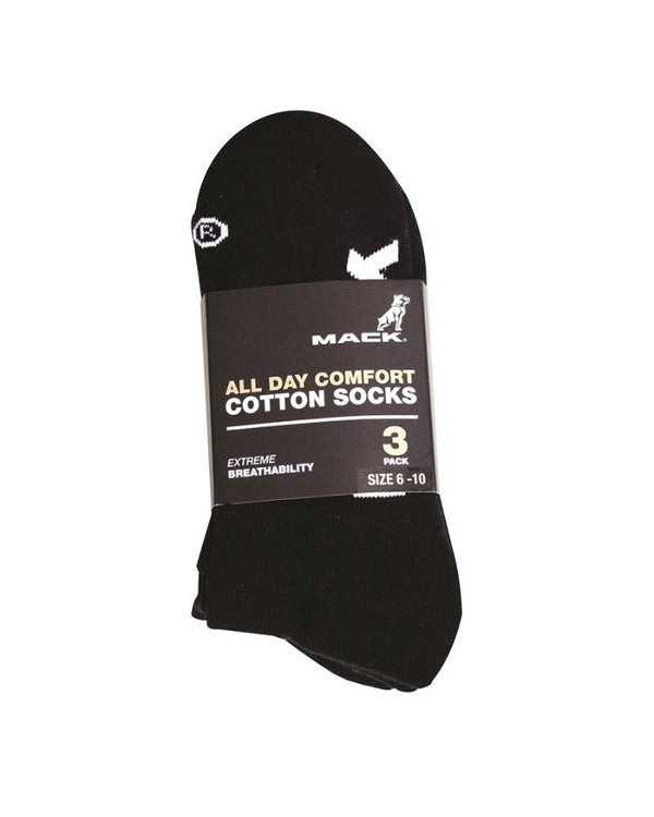 3 Pack Cotton Socks - Black