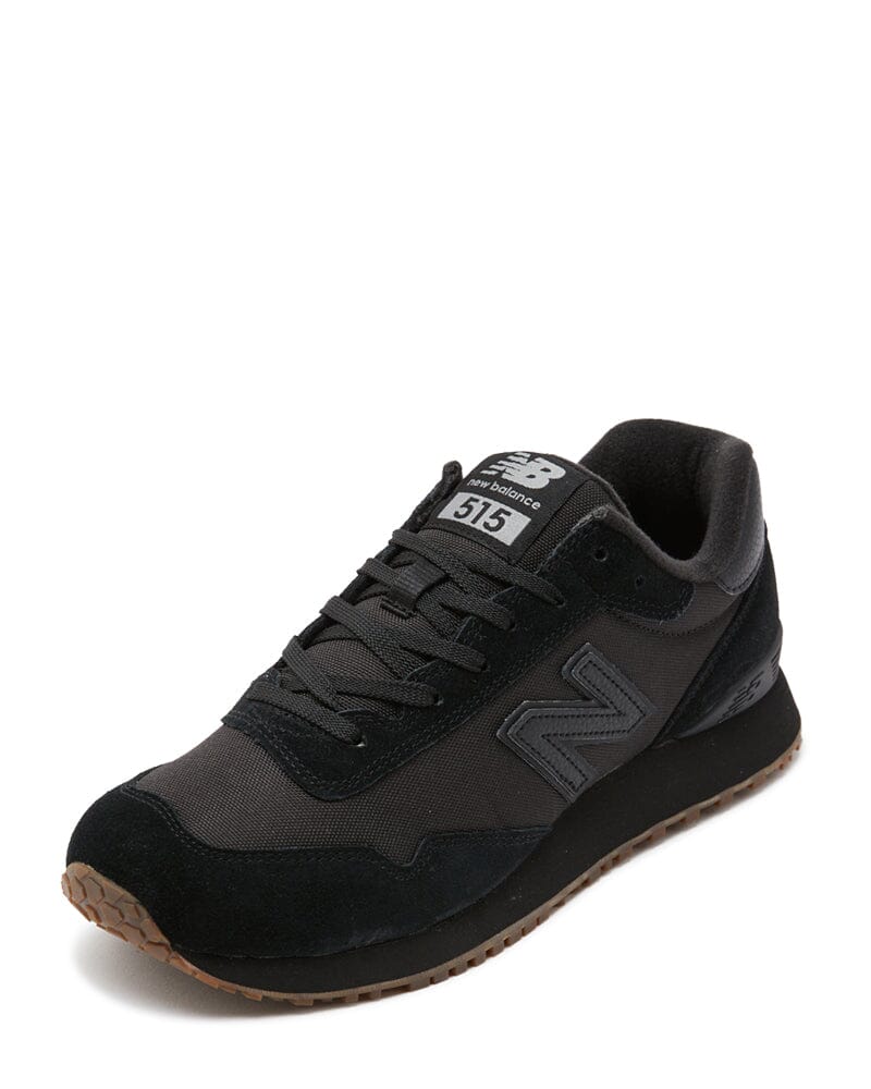 New balance 515 black & castlerock suede trainers Clearance