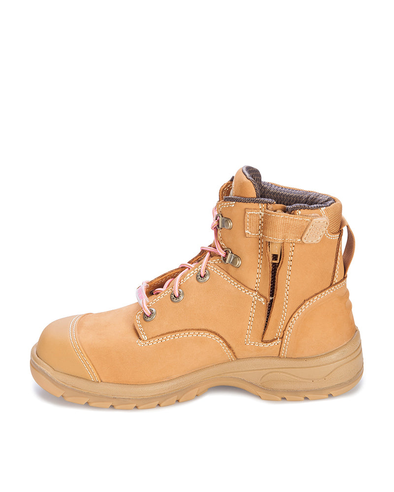 Ladies Zip Side Ankle Boot - Wheat