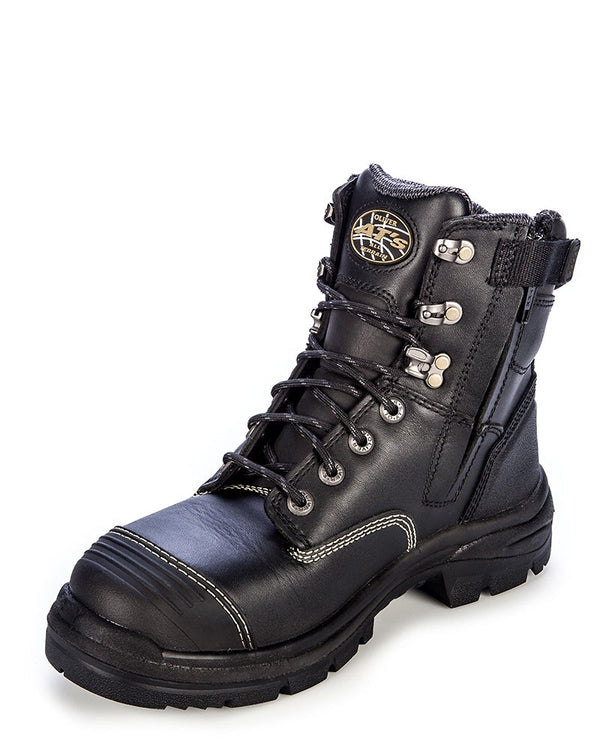 AT 55345Z Zip Side Lace Up Boot - Black