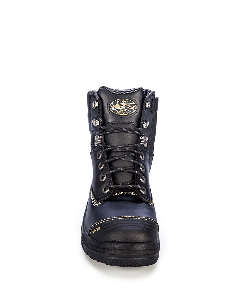 AT 55345Z Zip Side Lace Up Boot - Black