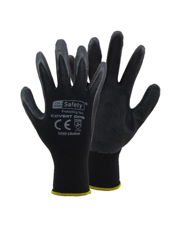 Covert Ops Gloves Nitrile Palm - Black