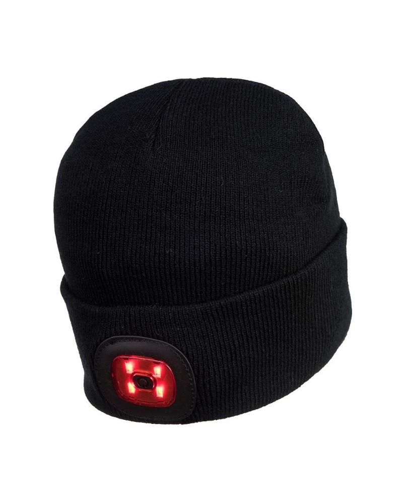 Rechargeable Twin LED Beanie - Black