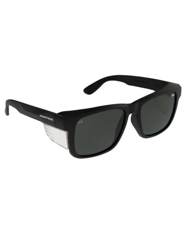 Frontside Polarised Safety Glasses Smoke Lens - Black