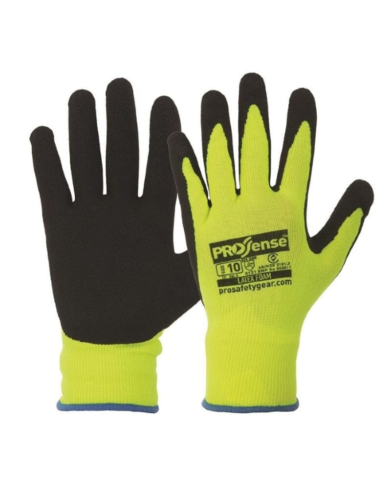 Latex Foam on Hi-Vis Glove - Black/Yellow