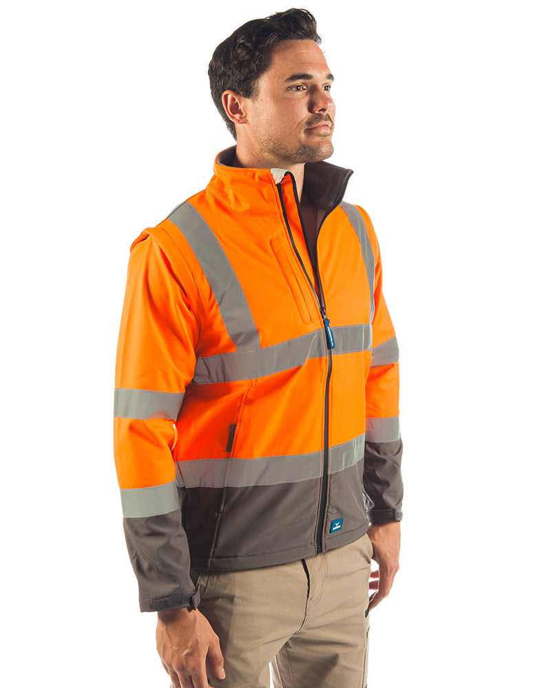 Landy Softshell Hi Vis Jacket - Orange/Charcoal