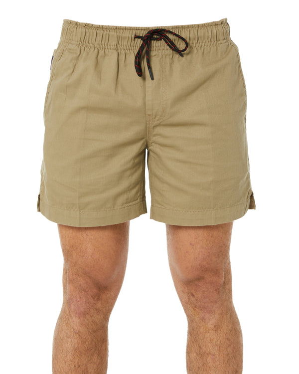 Light Weight Elastic Waist Utility Short - Khaki