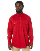 Closed Front Cotton Twill Shirt LS - Red