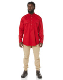 Closed Front Cotton Twill Shirt LS - Red