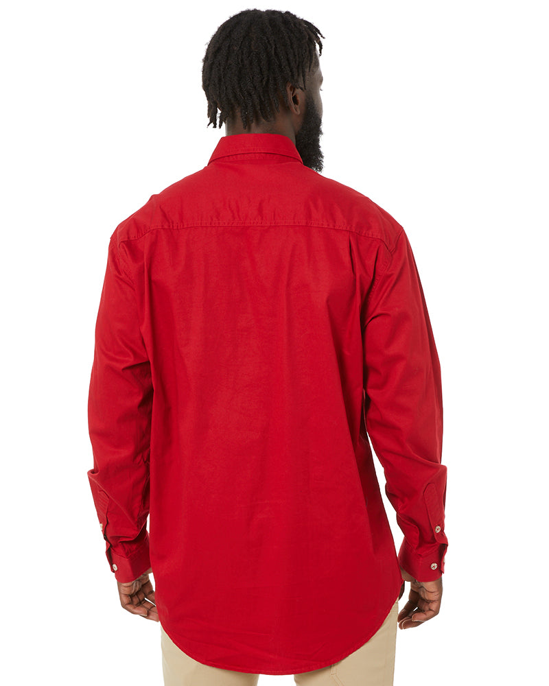 Closed Front Cotton Twill Shirt LS - Red